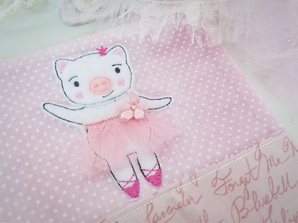 Schweinchen Ballerina - doodle Stickdatei